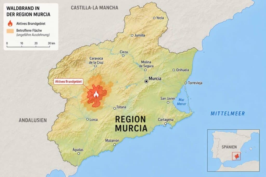 karte waldbrand in murcia