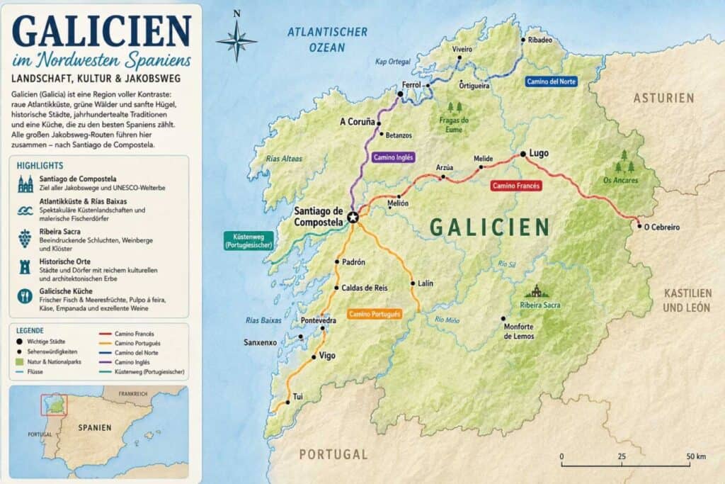 Jakobsweg Spanien: Galicien entspannt zwischen Landschaft, Geschichte und Genuss entdecken galicien