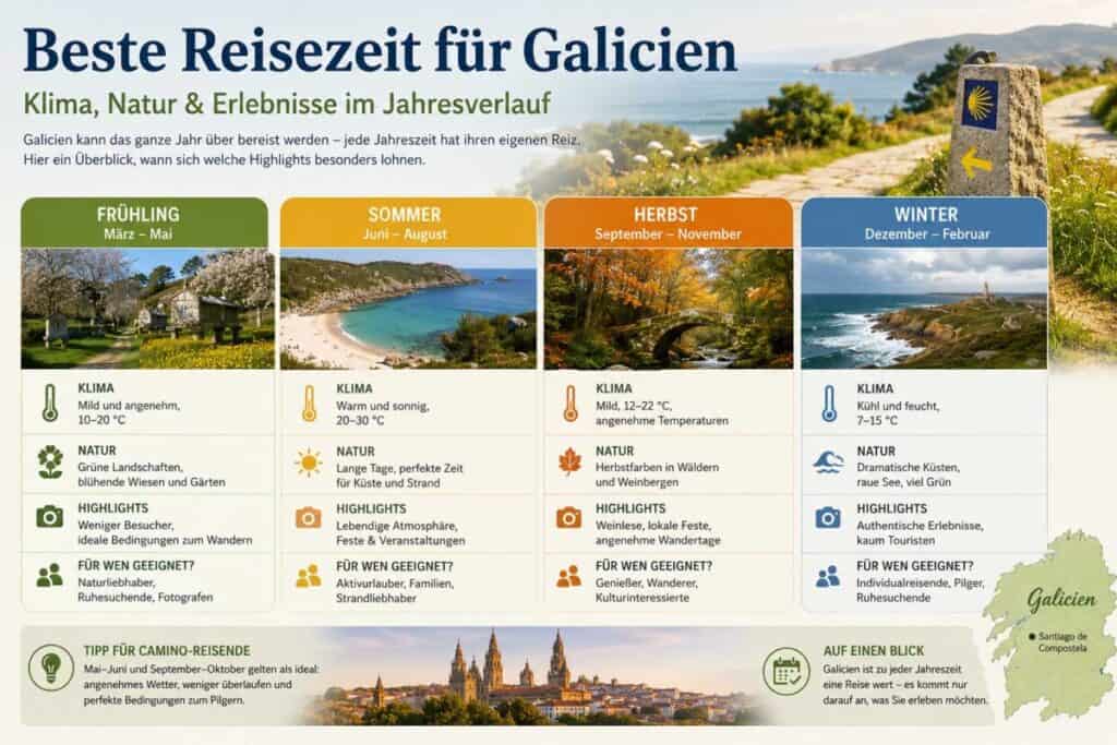 Jakobsweg Spanien: Galicien entspannt zwischen Landschaft, Geschichte und Genuss entdecken reisezeit galicien