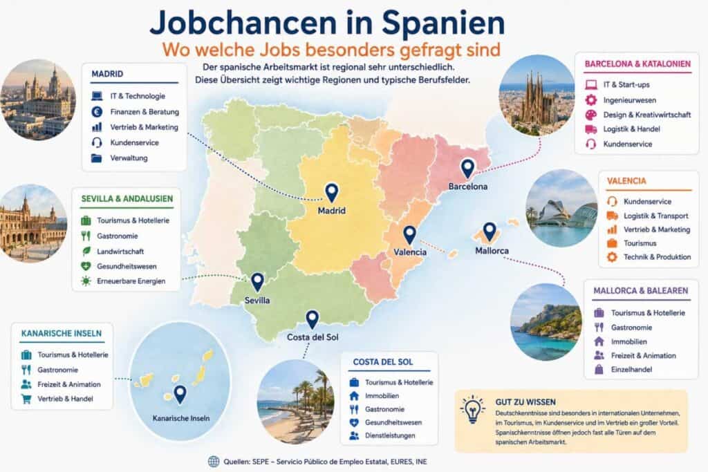 Jobchancen in Spanien: Regionen und Berufe