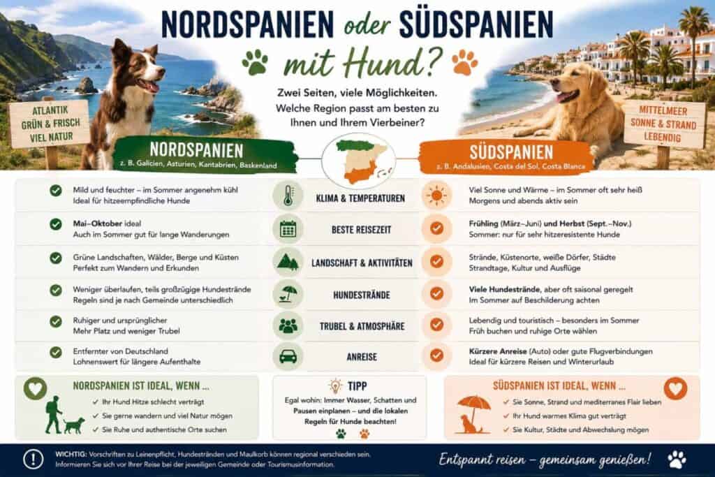 Nordspanien oder Südspanien mit Hund?