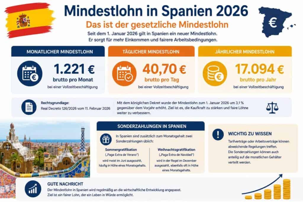 Spaniens Mindestlohn 2026 im Überblick