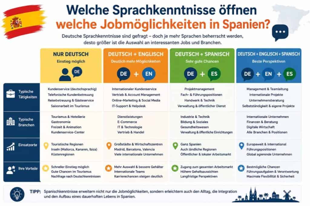 Sprachkenntnisse und Jobchancen in Spanien